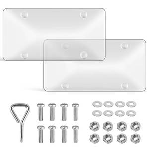 lot 14084 image: XIOGZAXI Bubble License Plate Cover 2 Pack, Clear License Plate Protector 12.24  6.22���� Universal, Plate Cover for Car Transparent Colorless Plastic, Car Plate Cover FrontRear with Screw Washer Nut