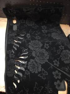 lot 14091 image: Black Floral Print Dashboard Cover 50in Length