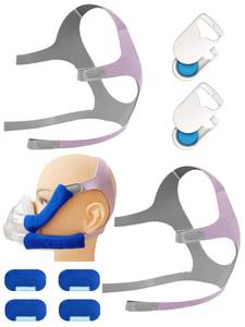 lot 14104 image: 2 Packs F20 Replacement Headgear Compatible with F20 Full-face Mask, Include 4 Magnetic Clips4 Headgear Straps (Small For Her)