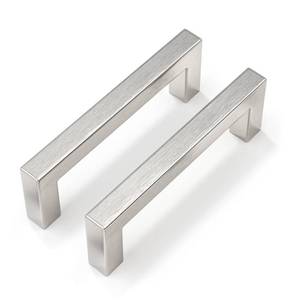 lot 14106 image: Goldenwarm 5 Pack 3-34 Inch Brushed Nickel Cabinet Pulls Square Drawer Handles Silver Kitchen Hardware Cupboard Dresser
