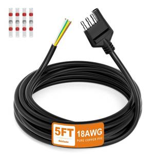 lot 14120 image: Adullama 4 Way Trailer Wiring Harness 5FT Jacketed Cable, 18AWG 4 Pin Flat Trailer Extension Connector Trailer Wire 4 pin Trailer Wiring Harness, Pure Copper