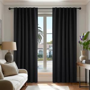 lot 14388 image: Deconovo Blackout Curtains 84 Inches Long, Black Blackout Curtains for Bedroom - 2 Panels, 52x84 Inch, Room Darkening Curtains for Living Room, Back Tab and Rod Pocket Black Curtains