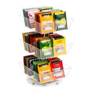 lot 14391 image: Mind Reader Tea Bag Carousel, 3 Tier Clear Acrylic Organizer with 12 Compartments, 360° Rotating Tea Station for Countertop Storage