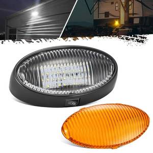 lot 14392 image: Partsam Oval LED RV Porch Light with Swith, Exterior Utility Light Replacement for Camper Motorhome Trailer, Black Base wSnap-on, Clear and Amber Lenses Included