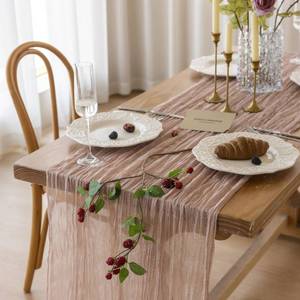lot 14393 image: Keketoarrange Dusty Pink Cheesecloth Summer Table Runner Decorations Gauze Rustic 120 Inch 10 FT Decorations for Wedding Baby Bridal Shower Party Sheer Boho Tea Party Home Decor