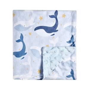lot 14398 image: Super Soft Minky Blanket - Blue Whale Blanket with Dotted Backing for Newborns to Toddlers (30 x 40 Inch) - Whale