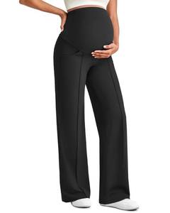lot 14401 image: G4Free Maternity Work Pants Pregnancy Clothes Over the Belly,Black,M,Petite