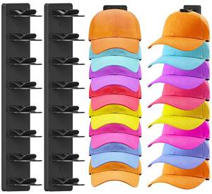 lot 14407 image: Fododo 2 Pack Hat Organizer for Baseball Caps, Hat Rack for Wall, Strong Adhesive & Screw-in Cap Holder Hats Hangers for Closet Door & Bedroom