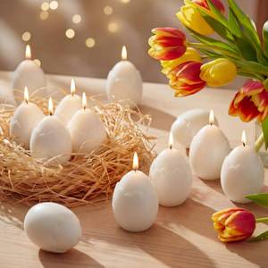 lot 14413 image: Conelist 12 Pcs Easter Eggs Candles 1.9 x 2.3 Colored Egg Shaped Votive Candle Smokeless Tealights for Easter Party Decorations Table Home Gift Supplies(Classic,White)