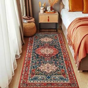 lot 14414 image: YJ.GWL 2x6 Rug Runners for Hallways, Non Slip Kitchen Washable Long Runner Rugs, Soft Floral Vintage Carpet Runner for Livingroom Bedroom Bathroom Entryway, Orange-Red
