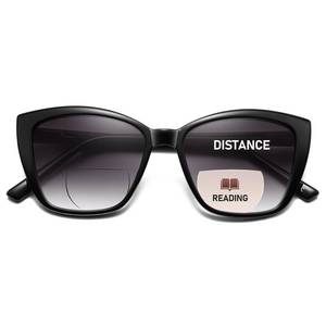 lot 14438 image: PUBOWT Bifocal Reading Sunglasses for Women Oversized Cat eye Fashion Sun Reader Spring Hinge Eyewear UV400 Protection PT2001C ( 1.75 Strength, Black)