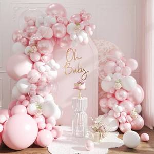 lot 14441 image: Pink Balloon Arch Kit, 108Pcs Double Stuffed Balloon Arch Garland Kit Include Pearl Pink Macaron Pink White Balloons Clear Balloons for Birthday Wedding Baby Shower Bridal Party Decorations