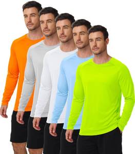 lot 14443 image: Long Sleeve Shirts for Men Rash Guard UPF 50 SPF UV Sun Protection Shirts Fishing Shirt Lightweight Swim Beach Running Top Shirt 5 Pack