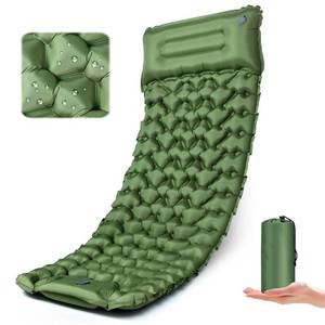 lot 14459 image: Yewkoisl Sleeping Pad,Inflatable Camping Mat with Pillow & Foot Pump-Green
