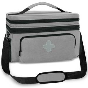 lot 14460 image: GDNasist Medicine Storage Bag, Medical Bag Pill Bottle Organizer for Emergency, Medicine Box Empty with Small Portable Pouch, First Aid Box for Travel and Home Storage, Grey