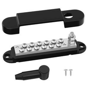 lot 14471 image: RVBOATPAT Marine Bus Bar 12V 150A Power Distribution Block 14 Stud & 12 x #8 Terminal Screws 12 Volt DC Ground Battery Bus Bar for Boat Automotive Solar