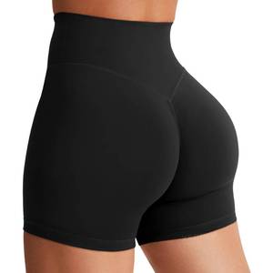 lot 14477 image: YEOREO SoftHue Womens Biker Shorts Workout Hidden Scrunch Gym Shorts Black