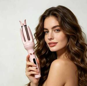 lot 14487 image: Automatic Curling Iron Rotating, Self Curling Hair Curler Anti-Tangle & Fast Heating, Safe Styling Home and Professional Hair Styling Tool for All Hair Types Travel Use ��Pink