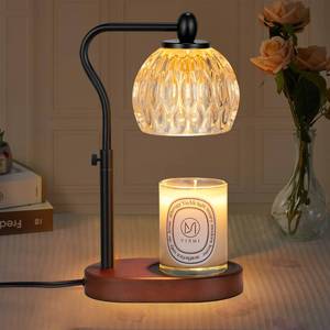 lot 19527 image: NVRGIUP Candle Lamp with Timer & Dimmer - Height Adjustable for Scented Candles, with 2  50W Bulbs - Home Decor Gift for Mothers Day (Black)