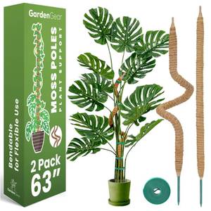 lot 19537 image: 2 Pack 63 Inch Bendable Moss Pole Monstera Plant Support Stakes for Indoor Plants - Tall Moss Stick Trellis for Potted Climbers - Stem Support Accessories for Climbing Houseplants