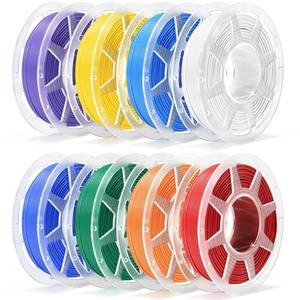 lot 19552 image: MarsWork Pre-Dried PLA Basic 8x250g Bundle with Spool for Bambu Lab 3D Printers, Multicolor 1.75mm 3D Printing Filament, WhiteRedPumpkin OrangeYellowMistletoe GreenCobalt BlueCyanPurple