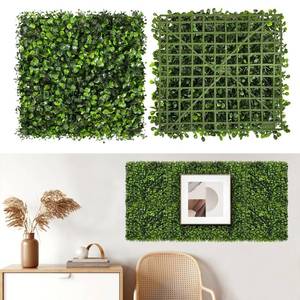 lot 19556 image: Artificial Grass Wall Panels, 16 Pack 10x10 Boxwood Hedge Wall Panels with 100 Zip Ties, Boxwood Backdrop for Outdoor Indoor Decorative Fences Privacy Hedge