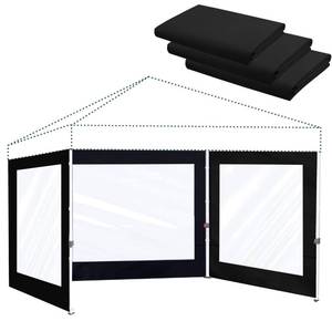 lot 19561 image: SCOMANAGE Clear Canopy Sidewalls for 12x12 Pop Up Tent, PVC Fabric with Zipper,3 Pack Sunwalls Only(Black)