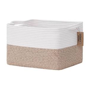 lot 19564 image: COMFY-HOMI Cotton Rope Woven Basket with Handles for Shelves,Toys,Book, Cloth Storage Baskets Bin for Organizing- 1 PCSToy Decorative Organizer for Living Room, Bathroom