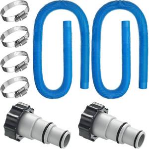 lot 19568 image: Kathfly 2 Pack Swimming Pool Filter Hose Replacement Kit for Above Ground Pools 1.5 Inches Diameter 59 Inches Length Swimming Pool Pump Hose with 4 Pcs Metal Clamps and 2 Replacement Adapter