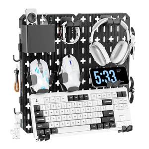 lot 19571 image: KDD Keyboard and Mouse Display Stand Holder, Wall Mount Office Organization Pegboard Combination Kit with Pen holder, Hooks, Headset & Controller Stand for Office & Home Hanging Organizer Storage