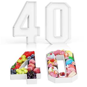 lot 19575 image: HILAVO Cardboard Number for Charcuterie, 13.7 Cardboard Number 40 Set Fillable Number for Food Paper Mache Number Boxes for Cupcake Sweet Candy 40th Birthday Anniversary Party Decorations