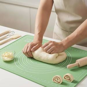 lot 20153 image: Silicone Baking Mat, 28 x 20, Extra Thick Non Slip Pastry Mat with Measurements, Food Grade Dough Rolling Mat with Raised Edge and Scraper for Bread Pizza