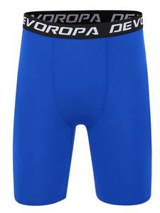 lot 20160 image: DEVOROPA Youth Boys Compression Shorts Performance Athletic Base Layers Workout Training Underwear Side Pocket Royal Blue L