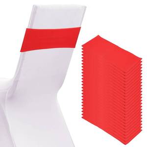 lot 20175 image: PATIKIL Premium Spandex Chair Sashes Bows, 25 Pcs Elastic Stretch Chair Cover Band Ties with Slider Buckle for Birthday Party Banquet Wedding Decoration, Bright Red