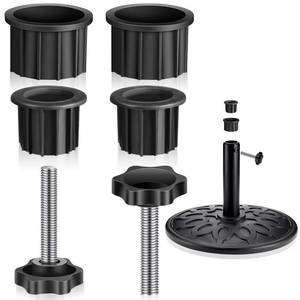 lot 20181 image: Zhengmy 6 Pcs Patio Umbrella Base Hole Ring Cover and Cap Umbrella Stand Replacement Screw Part with M8 Thread Hand Knob Threaded Plastic Knobs Patio Black Handle Replacement Parts