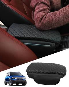 lot 20184 image: TBHOO for Bronco Sport Center Console Armrest Cover 2026 2025 2024 2023 2022 2021 Bronco Sport Accessories Black with Pockets Upgrade Arm Rest Pad Console Cushion Lid