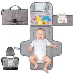 lot 20185 image: Kopi Baby Portable Diaper Changing Pad with Wipes Pocket, Classic Grey