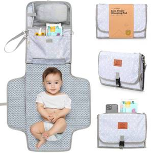 lot 20186 image: KeaBabies Portable Diaper Changing Pad, Travel, Car - Large Waterproof Baby Changing Mat, Wipeable, Padded, On The Go Travel Diaper Clutch Bag, Easy to Use Pockets for Newborn Essentials (Gray Mod)