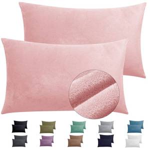 lot 20187 image: 2 Pack Zippered Velvet Standard Pillowcases, Super Soft and Cozy Luxury Fuzzy Flannel Pillow Cases with Zipper, 20x26 Inches, Pink