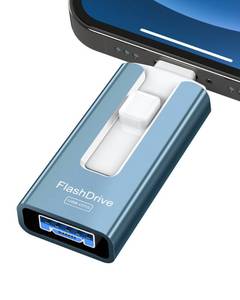 lot 20192 image: 256GB USB Flash Drive for Phone and Pad, Photo Stick High Speed External USB Thumb Drives Photo Storage Memory Stick for Save More Photos and Videos (Blue, 256GB)