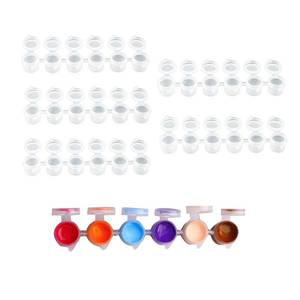 lot 20205 image: ZGGAZCA 5 Strips Paint Pots with Lids 30 Mini Empty Pot Containers for Painting Plastic Strips Palette Cups to Store Leftover Paint Small Storage Cans Art Class Crafts and Projects 3 ml 0.1 oz