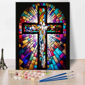 lot 20206 image: Jesus Cross Paint by Number Kits for Adults Beginner, DIY Acrylic Painting