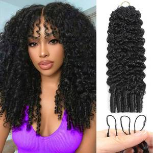 lot 20208 image: Hairock Feather Crochet Human Hair Pre-Separated 20 inch Burmese Curly Crochet Hair Extensions Knotless Reusable Invisible 50g Lightweight 100% Virgin Human Crochet Hair Bundles for Women