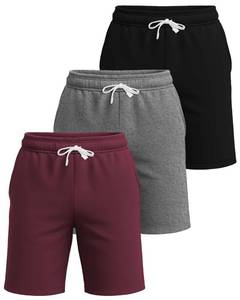 lot 20214 image: Real Essentials 3 Pack Mens Cotton 7 French Terry Lounge Sweat Shorts �� Sleep Casual Shorts Pockets (Big & Tall Available)-, XL