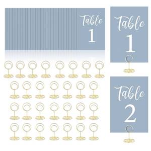 lot 20217 image: Table Numbers Cards 1-30 Wedding Table Numbers with Holder Table Number Stands Bulk Wedding Table Signs Dusty Blue with Head Table Card for Bridal Shower Wedding Anniversary (Dusty Blue)