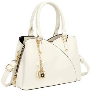 lot 20222 image: KKXIU Triple Compartments Purses and Handbags for Women Fashion Ladies Satchel Shoulder Top Handle Bag (White)