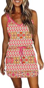 lot 20223 image: Womens Summer Dresses Trendy Striped Halter Strap Mini Dress with Pockets (Small)