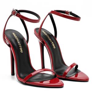 lot 20230 image: Womens Strappy Lace Up Heels Sexy Stiletto High Heeled Open Toe Strap Summer Dress Shoes (XM-L-1 Red 7.5)