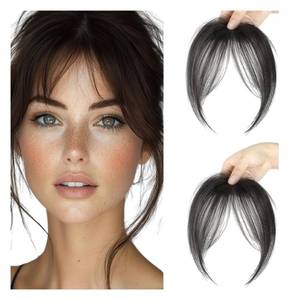 lot 20250 image: pretelytiti Bangs Hair Clip in Bangs Fringe with Temples Hairpieces for Women Hair Bangs Extension for Daily Wear (Natural black#)