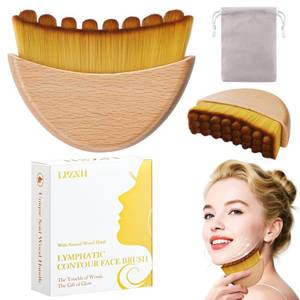lot 20254 image: Lymphatic Contour Face Brush with Wooden Handle,Lymphatic Drainage Massager for Sculpting,Soft & Gentle Bristles Suitable for All Skin Types,Portable Ergonomic Gua Sha Tool with Travel Case